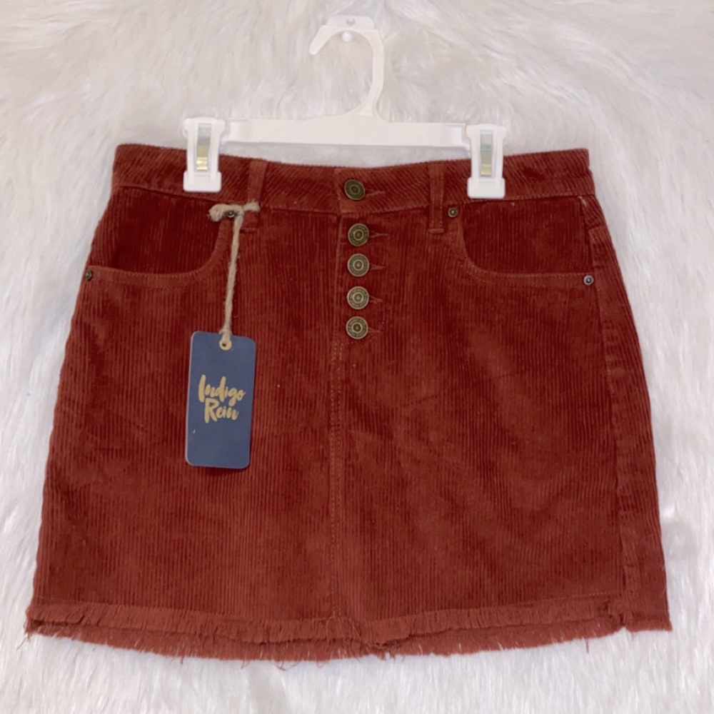 Corduroy High Waisted Maroon Skirt